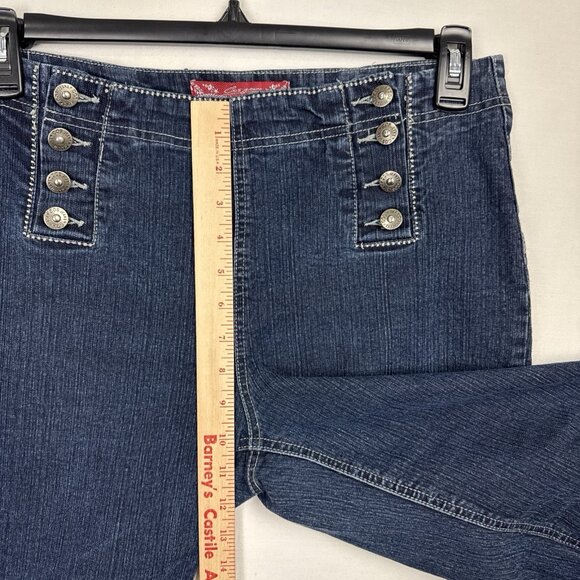 Coz Jeans Flare Leg Button Flap Closure 30x31 Women's 12 stretch dark wash Y2K - Picture 11 of 13
